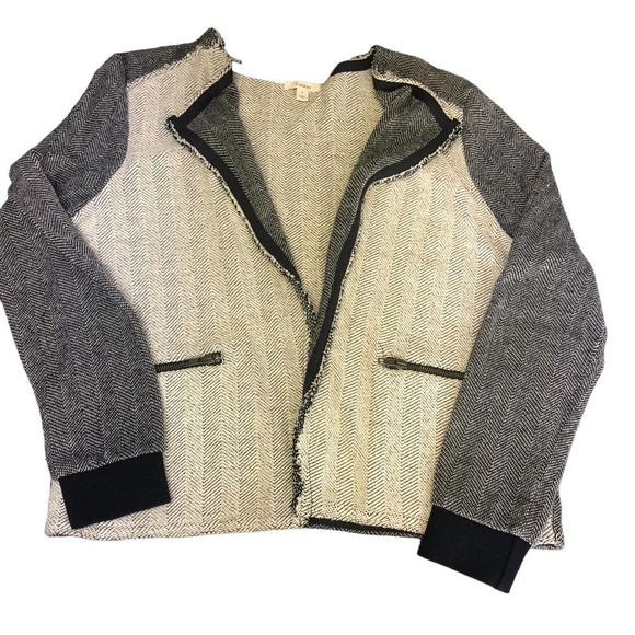 Caslon Casual Open Front Jacket Large Grey White - Picture 6 of 9